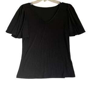 Halara T Shirt S Black V-neck Flatter Short Sleeve Stretch Minimalist Casual